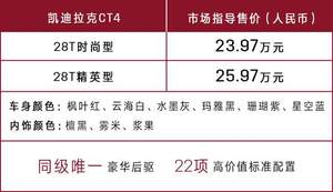 23.97万起售 凯迪拉克CT4 圆你一个后驱梦