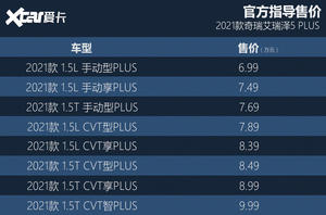 动力配置二选一 艾瑞泽5 PLUS购车手册