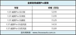 全系搭载1.5T四缸机 全新别克威朗Pro家族上市