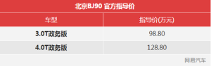 延续老款GL底盘 北京BJ90售98.8-129.9万