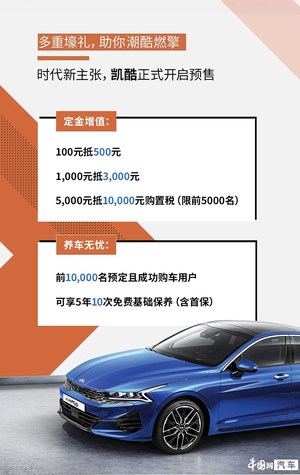 起亚全新一代K5正式命名“凯酷” 并同步开启预售