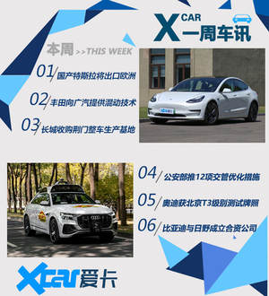 一周车讯 国产特斯拉将出口/公安部新规