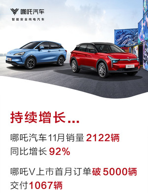 哪吒汽车11月份销量数据发布 共计2122辆