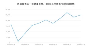 凯迪拉克11月份销量数据发布 同比增长101.56%(2020年)