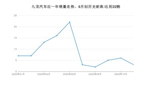 九龙汽车11月份销量数据发布 同比下降91.18%(2020年)