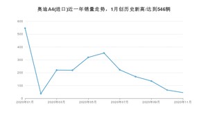 奥迪A4(进口)11月份销量数据发布 共45台(2020年)