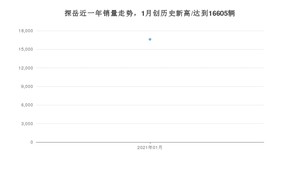 探岳1月份销量数据发布 共16605台(2021年)