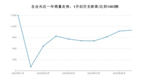 自由光 10月份销量数据发布 共1096台(2020年)