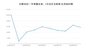 名爵ZS 10月份销量数据发布 共2834台(2020年)