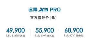 吉利远景X3 PRO正式上市 外观配置均有提升