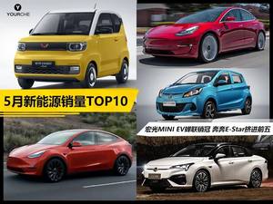 5月新能源销量排行丨宏光MINI EV蝉联销冠 奔奔E-Star挤进前五
