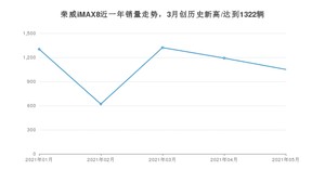 荣威iMAX8 2021年5月份销量数据发布 共1050台