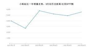 奇瑞小蚂蚁 2021年6月份销量数据发布 共5570台