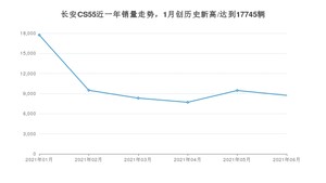 长安CS55 2021年6月份销量数据发布 共8734台