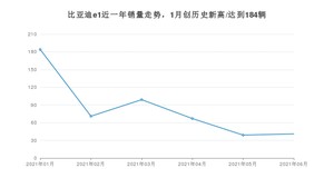 比亚迪e1 2021年6月份销量数据发布 共41台