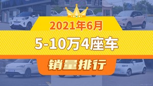 2021年6月5-10万4座车销量排行榜，零跑T03屈居第三，思皓E10X成最大黑马