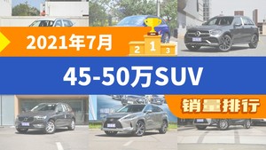 2021年7月45-50万SUV销量排行榜，奔驰GLC屈居第三，雷克萨斯RX成最大黑马