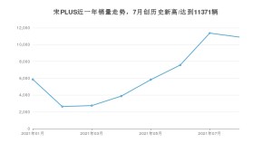 比亚迪宋PLUS 2021年8月份销量数据发布 共10899台