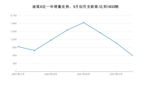 大众途观X 2021年8月份销量数据发布 共589台