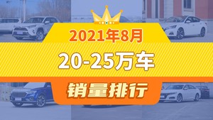 2021年8月20-25万车销量排行榜，凯美瑞位居第二，第一名你绝对想不到