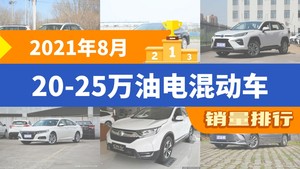 2021年8月20-25万油电混动车销量排行榜，RAV4荣放以16903辆夺冠