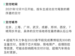 指导价30.8万 与越境汽车携手打造 赛博坦克300将于12月27日交付