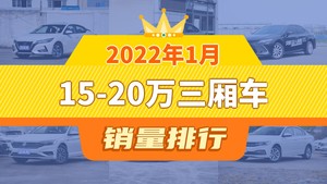 2022年1月15-20万三厢车销量排行榜，轩逸夺得冠军，第二名差距也太大了 