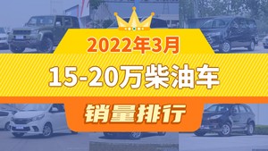 2022年3月15-20万柴油车销量排行榜，北京BJ40以577辆夺冠，瑞风M4升至第3名 