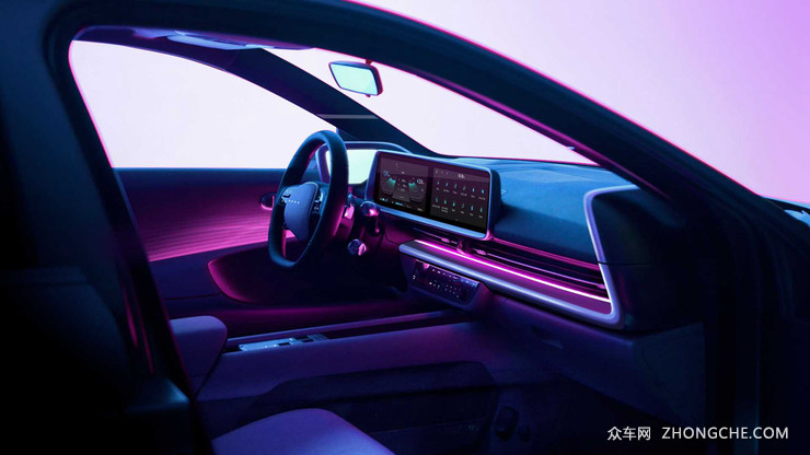 现代Ioniq 6官图发布，带有沉浸式霓虹灯座舱，对手锁定Model 3