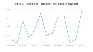 特斯拉 7月份销量数据发布 同比增长751.61%(2022年)