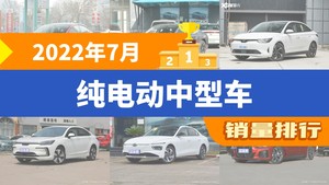 2022年7月纯电动中型车销量排行榜，Model 3以25326辆夺冠，名图新能源升至第5名 