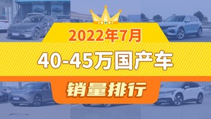 2022年7月40-45万国产车销量排行榜，红旗H9位居第二，第一名你绝对想不到