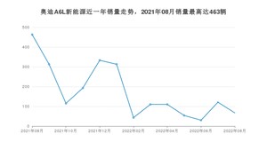 2022年8月奥迪A6L新能源销量数据发布 共卖了67台