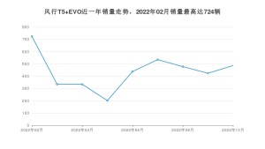 2022年10月东风风行风行T5 EVO销量数据发布 共卖了487台