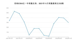 2022年10月思皓E50A销量数据发布 共卖了296台