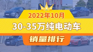 2022年10月30-35万纯电动车销量排行榜，Model Y夺得冠军，第二名差距也太大了 