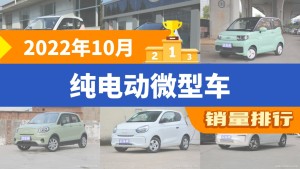 2022年10月纯电动微型车销量排行榜，宏光MINI EV以38595辆夺冠