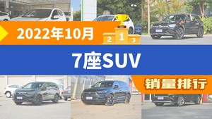 2022年10月7座SUV销量排行榜，本田CR-V以14191辆夺冠