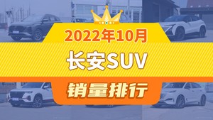 2022年10月长安SUV销量排行榜，长安CS75 PLUS以11529辆夺冠，长安CS95升至第8名 