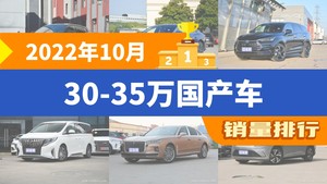 2022年10月30-35万国产车销量排行榜，极氪001夺得冠军，第二名差距也太大了 