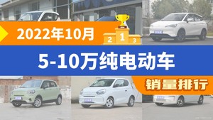 2022年10月5-10万纯电动车销量排行榜，宏光MINI EV夺得冠军，第二名差距也太大了 