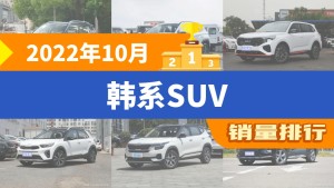 2022年10月韩系SUV销量排行榜，途胜位居第二，第一名你绝对想不到
