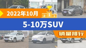 2022年10月5-10万SUV销量排行榜，哈弗H6以19138辆夺冠