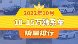 2022年10月10-15万韩系车销量排行榜，伊兰特以9173辆夺冠