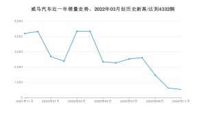 威马汽车 11月份销量数据发布 同比下降87.54%(2022年)