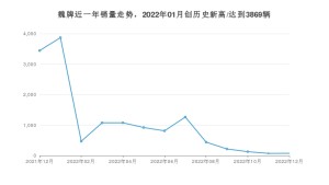 魏牌 12月份销量数据发布 同比下降97.85%(2022年)