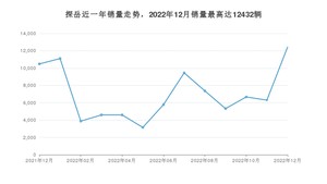 2022年12月大众探岳销量数据发布 共卖了12432台