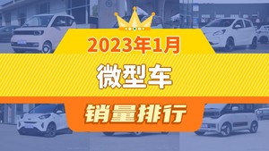 2023年1月微型车销量排行榜，宏光MINI EV夺得冠军，第二名差距也太大了 