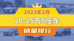 2023年2月20-25万5座车销量排行榜，秦PLUS以14875辆夺冠，秦PLUS升至第1名 