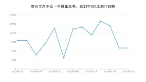 3月宿州市汽车销量数据统计 宏光MINI EV排名第一(2023年)